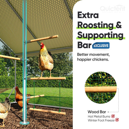 Quictent 12x9x6.6ft Metal Chicken Coop Run with Perch & Swing, Elite Series Large Walk-in Outdoor Poultry Cage Heavy Duty Predator Proof Hen Duck Rabbit Farm Pen House, Waterproof Anti-UV Cover