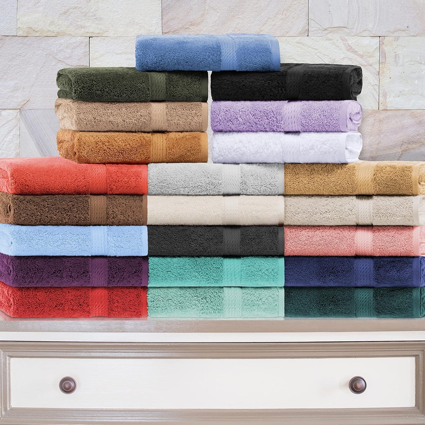 Set, 6PC, Superior Egyptian Cotton Solid Towel Monaco White