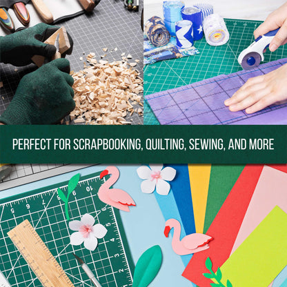 U.S. Art Supply 9" x 12" Self-Healing Cutting Mat 5-Ply (2 Pack) - Double-Sided Green/Black Craft Mat, Non-Slip Cutting Mats for Crafts, Sewing, Quilting, Scrapbooking