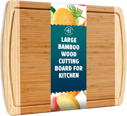 Extra-Large 18 Inch Cutting Board - Bamboo Wood with Deep Juice Groove - Charcuterie & Chopping Butcher Block for Meat