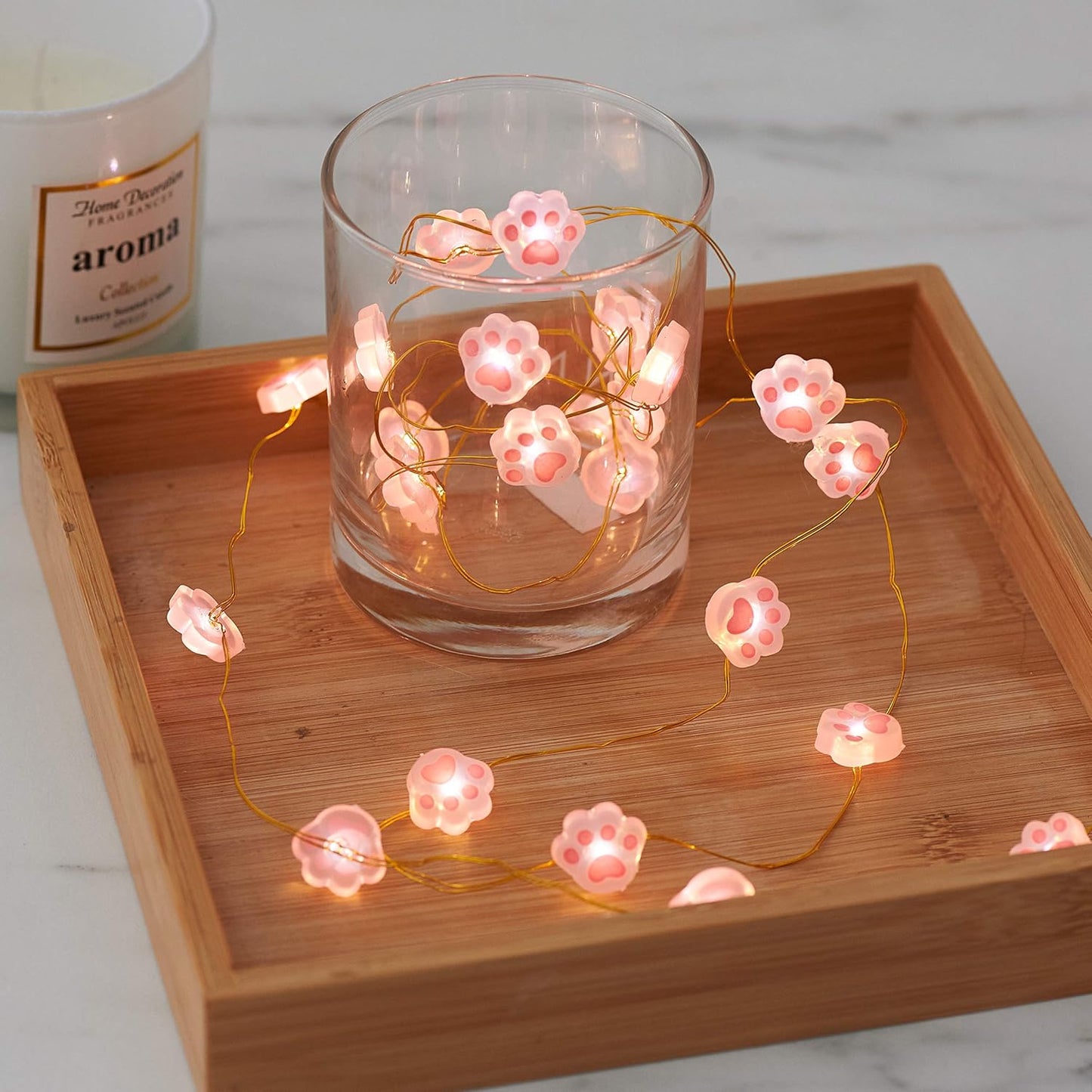 Christmas Fairy Lights Cat Paw String Lights - Cute Decorations for Cat Christmas Tree & Kids Bedroom