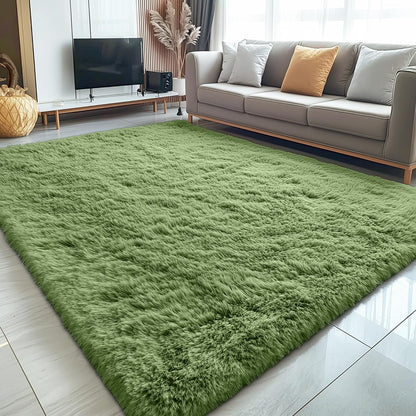 OLANLY Large Area Rug - Soft Fluffy Shaggy Indoor Carpet for Living Room & Bedroom | 5x8, Green