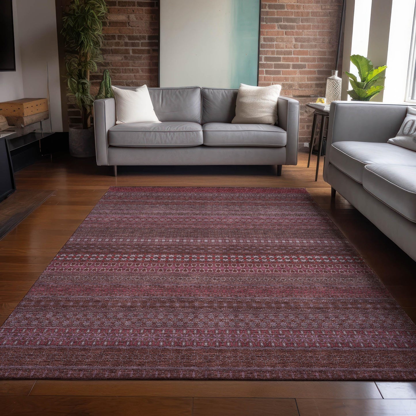 Addison Rugs Chantille ACN527 Red 9' x 12 Indoor Outdoor Area Rug, Stain Resistant, Machine Washable, Non Shedding, Bedroom, Living Room, Dining Room, Kitchen Rug