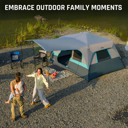 Camping Tent, Instant Cabin Tents for Camping, 8-Person Family Tent, Easy Setup in 60 Seconds with Porch, Large Waterproof Tents for Outdoor Camping, 5 Mesh Windows, Upgraded Ventilation (Green)