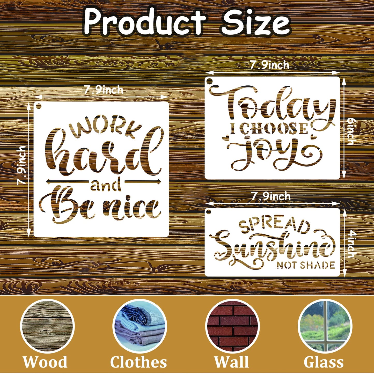 20 Pcs Saying Stencils for Crafts,Reusable Motivational Wood Burning Stencils for Painting on Wood Walls Canvas Fabric Paper