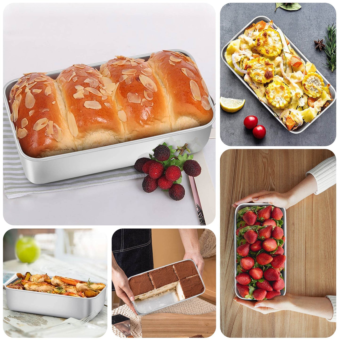 LIANYU Loaf Pans 9x5 Inch, 8 Pack Bread Pans for Baking, Stainless Steel Baking Pans, Loaf Tins for Homemade Bread Brownies and Pound Cakes, Dishwasher Safe