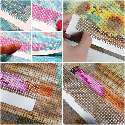 LUORNG 3PCS Diamond Painting Ruler Set, Stainless Steel 5D Diamond Ruler Tools with 216, 400 and 800 Blank Grids, 2PCS Fixing Tools for DIY Painting Kits