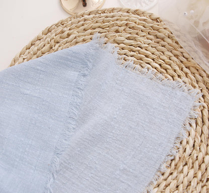 JINVASE Cloth Napkins with Fringe Set of 12,100% Soft Cotton, Gauze Washable Easter Napkins for Wedding Decorative Dinner Parties Spring, (16''*16'') Light Blue