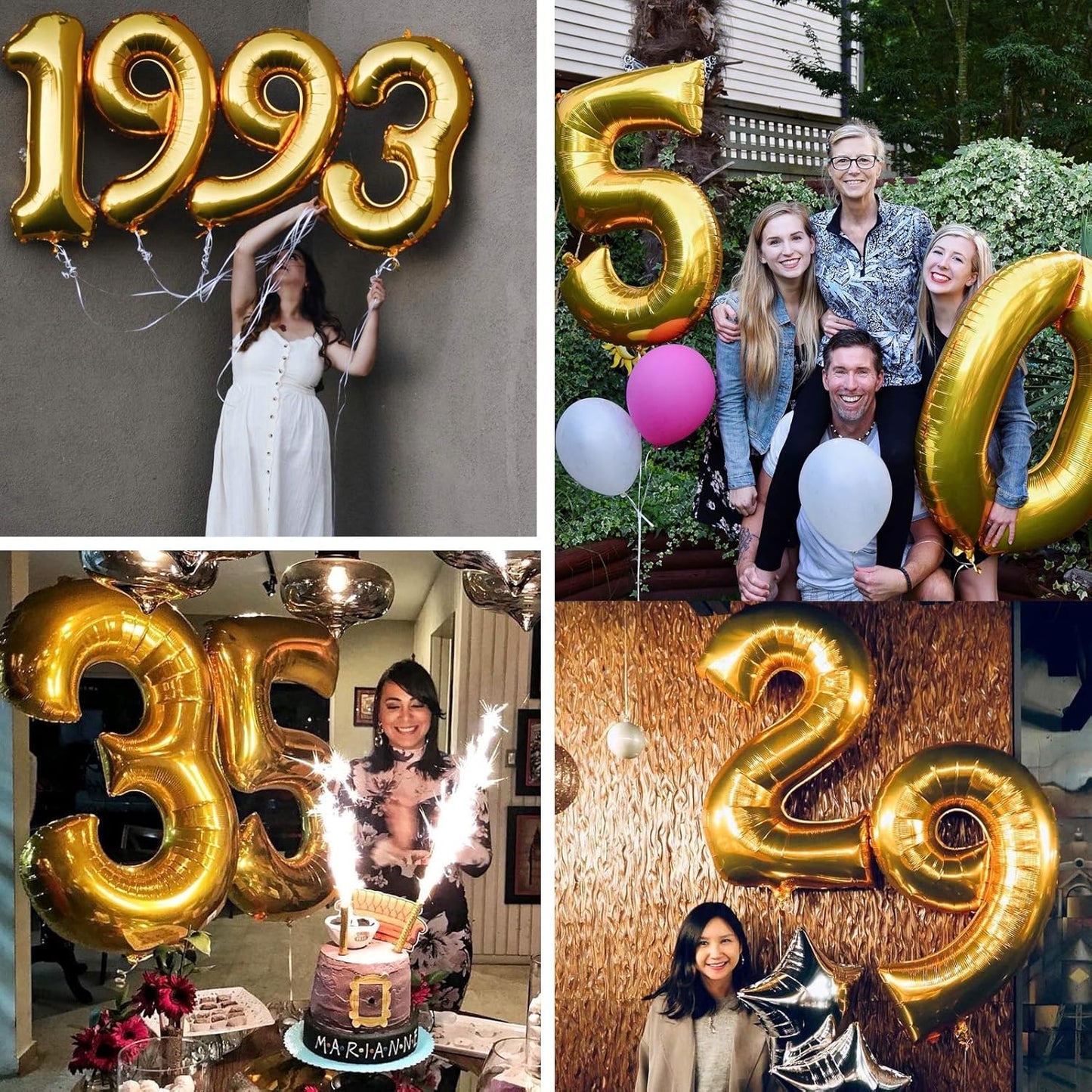 Lovoir 40 Inch Large Gold Number 2 Balloon: Jumbo Size Mylar Foil Helium Balloons for Birthday Party Decorations