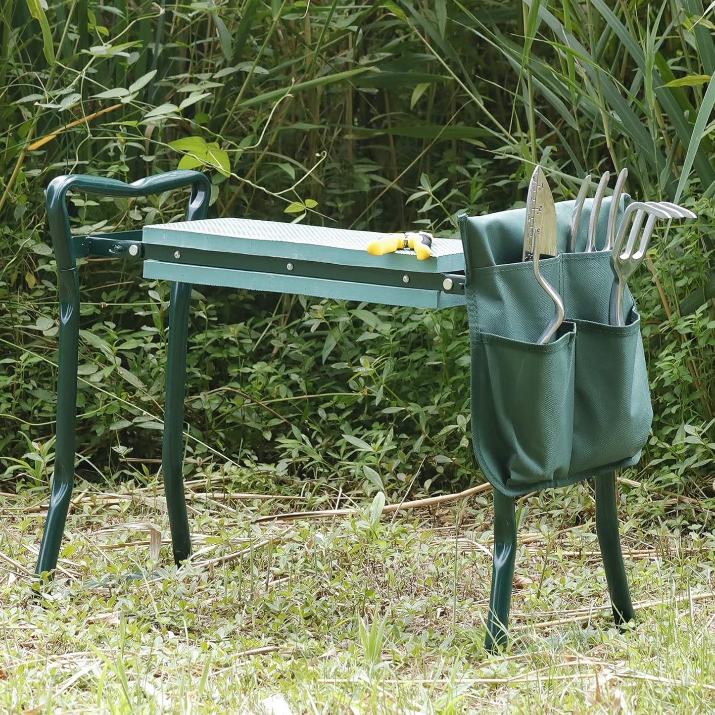 Smartxchoices Folding Garden Kneeler Seat Garden Bench Stool with Handles, Multi-use Pouch, Heavy Duty Yard Gardening