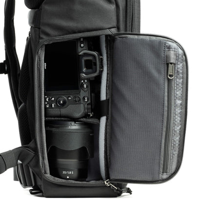 Think Tank FocusPoint 30L RollTop Camera Backpack - Greenway: Expandable Travel & Camera Backpack with Laptop Sleeve, Quick Side and Back Access, Rain Cover – Versatile Photography & Travel Bag