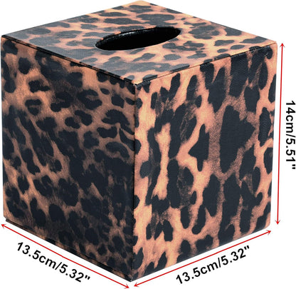 S Forever Home Decor Cube Tissue Box Holders - PU Leather Square Tissue Box Cover (Gold Lightning)