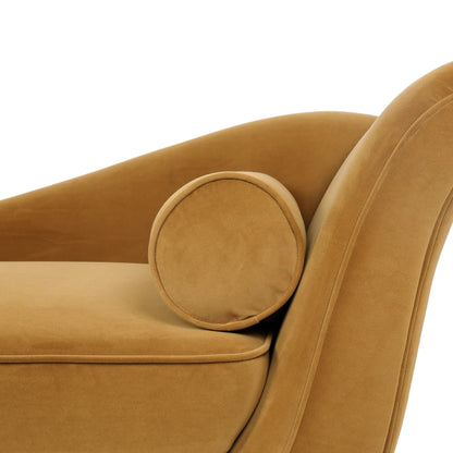 Christopher Knight Home Calvert Chaise Lounge, Turmeric Orange + Dark Brown 29D x 69W x 30H in