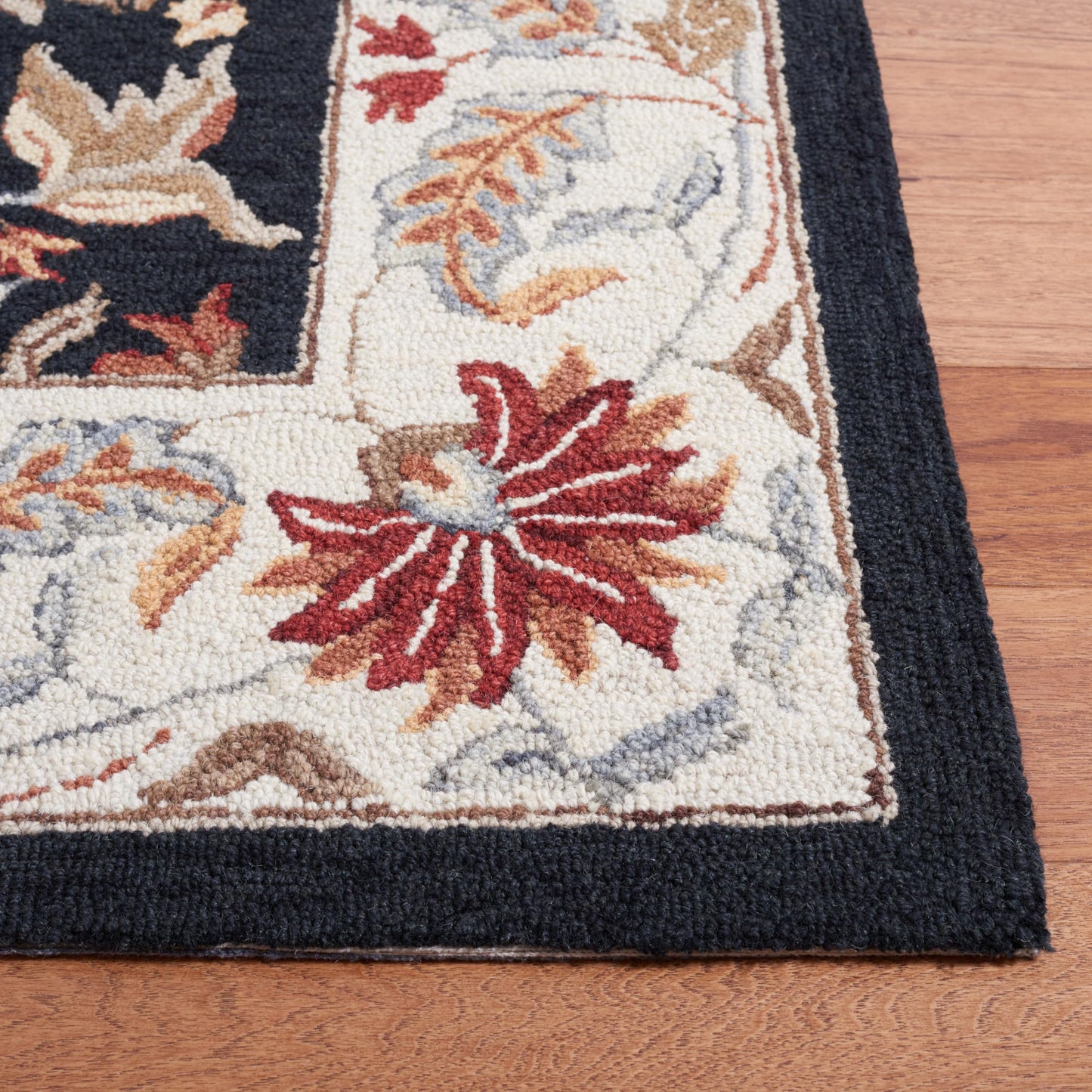 SAFAVIEH Chelsea Collection Area Rug - 8' Square, Black, Hand-Hooked French Country Wool, Ideal for High Traffic Areas in Living Room, Bedroom (HK141B)