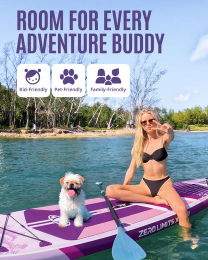ZLX 11'6"x35" Ultra Wide Inflatable Stand Up Paddle Board | Stable Non-Slip Deck Pad, Unique Fin System, Premium SUP Accessories & Backpack - Upgraded Pump for Adults, All Skill Levels