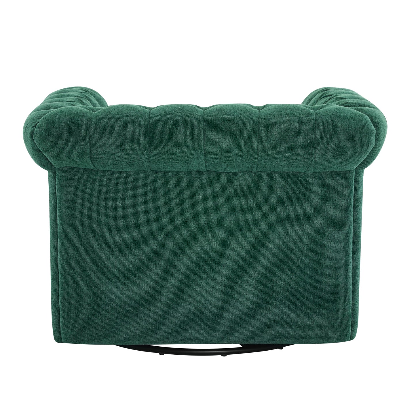 Christopher Knight Home Oakley Chesterfield Fabric Upholstered Club Chair, Button-Tufted 360° Swivel Sofa, Scrolled Arm Living Room Sofa, No Assembly Required Furniture, Dark Green