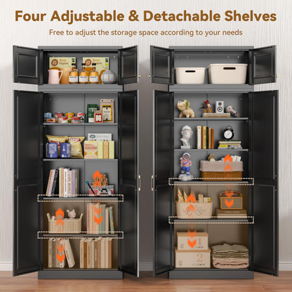Polup Kitchen Pantry Cabinet, 86 Inch Tall Metal Storage Cabinet, Large Pantry cabinets with Doors and Shelves, Black Storage Cabinets for Garage, Living, Dining, Office, Bathroom, Assembly Required