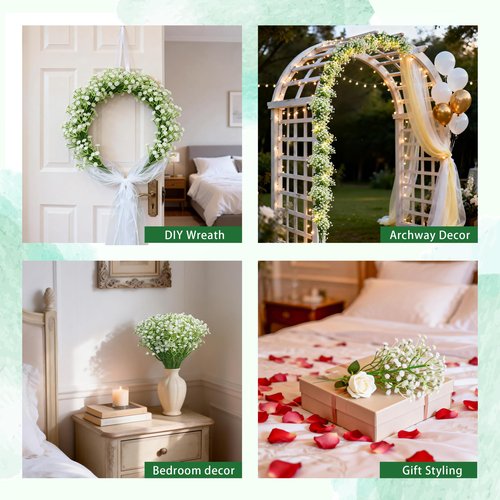 Der Rose 24PCS White Babys Breath Artificial Flowers,11'' Elegant Faux Baby Breath Flowers for Wedding Home Decor, Table Centerpieces & DIY Fake Flowers