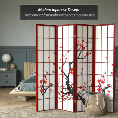 Red Lantern 6 ft. Tall Flower Blossom Divider - Rosewood - 4 Panels