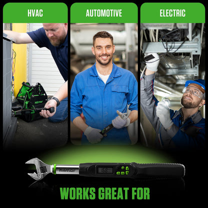 Hilmor 1963826 Digital Adjustable Torque Wrench for Mini-Split, HVAC Tools and Equipment, Digital LCD Screen, Light and Sound Indicators