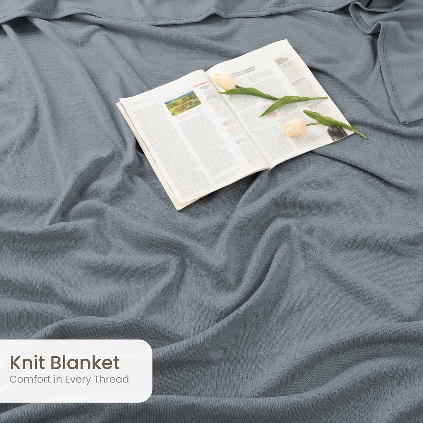 Utopia Bedding Knit Blanket - Soft Lightweight Jersey Blanket | Queen Size 90x90 Inches, Grey