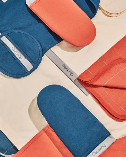 Caraway Pot Holders - 100% Organic Cotton Pot Holder - Double-Layer Stain Resistant Stitching - Resists High Heat & Low Cold Temperatures - Machine Washable - Perracotta
