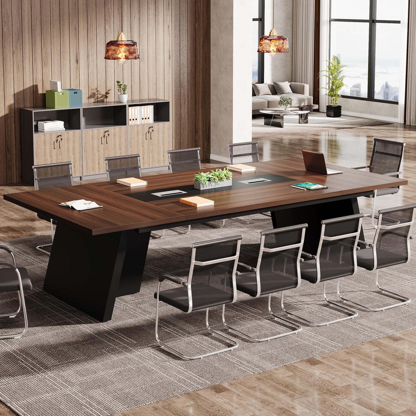 Tribesigns 8ft Conference Table, Large Meeting Table for 8-10 People, Business Seminar Furniture for Office Conference Room