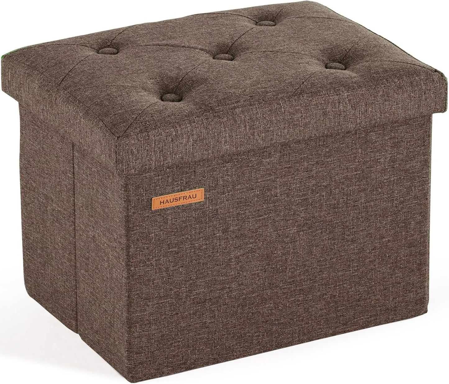 12.2" 16.5"x 12.2", HAUSFRAU Ottoman with Storage Foot Rest Stool, Small Folding Footrest, Tufted Square Cube Seat