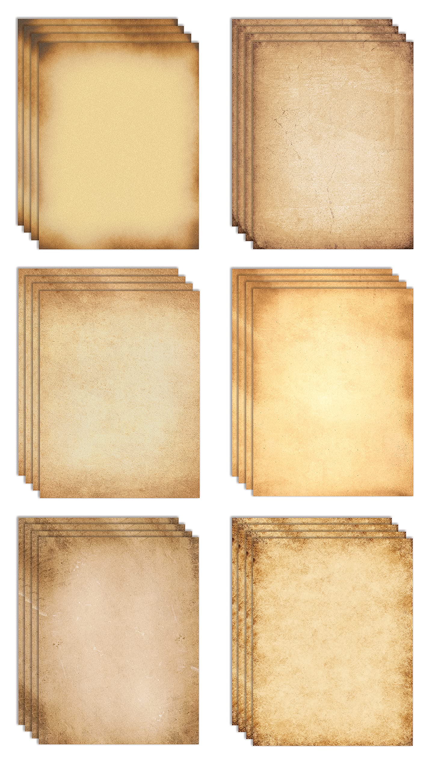 Better Office Products Stationery Paper, 100 Sheets, Aged Look Vintage Antique Old Fashion Parchment Paper, Letter Size 8.5 x 11 inch, Double Sided Printing Paper, 6 Designs, 100 Pack