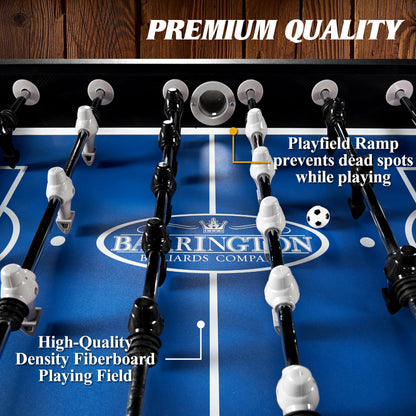 Barrington Billiards 58” Irvine Foosball Table, Durable & Stylish Design with Tabletop Sports Soccer Balls, Perfect for Family Game Rooms