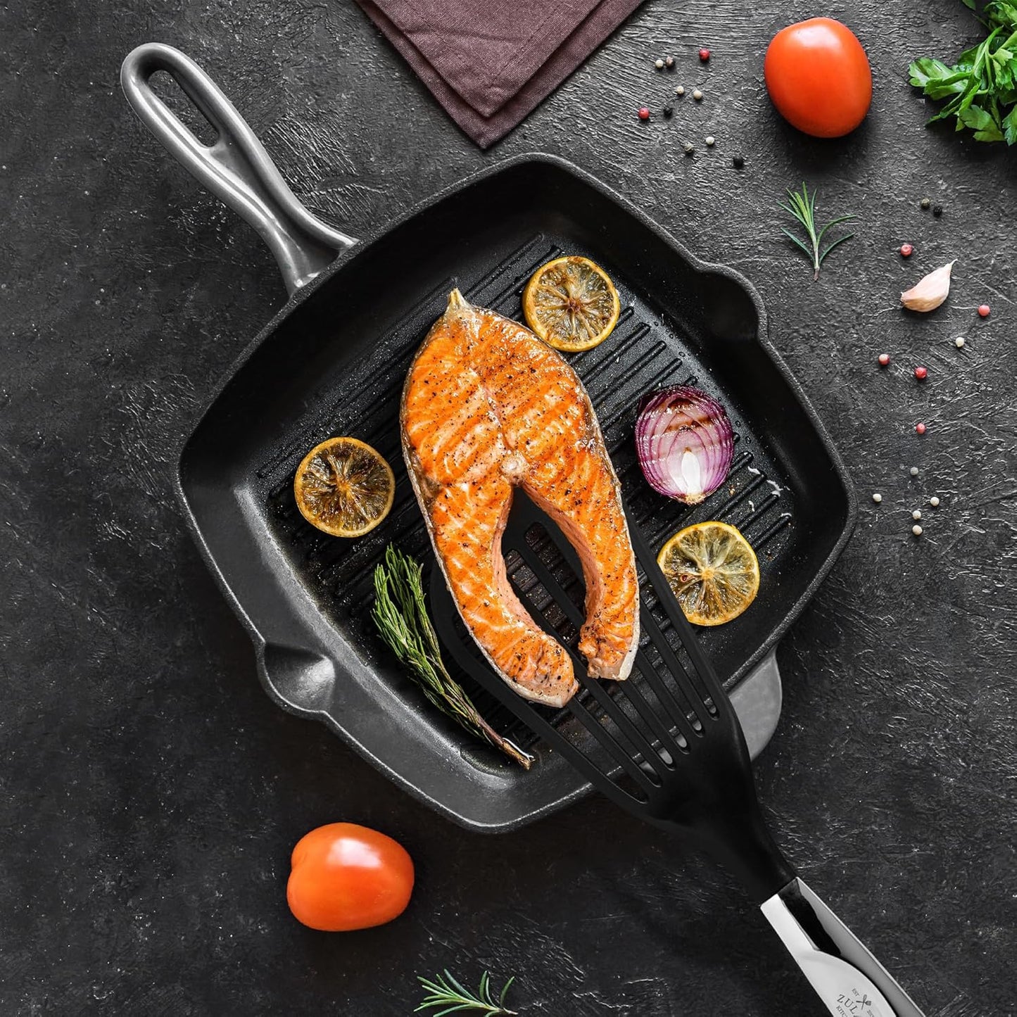 Zulay Kitchen Premium Fish Spatula: Stainless Steel Slotted Turner, Non-Stick & Easy to Clean, Perfect for Cooking