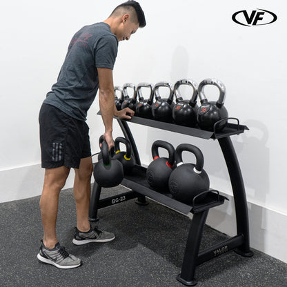 Valor Fitness 2-Tier Kettlebell Storage Rack – Heavy Duty Weight Holder, Organize Gym Equipment, 600 lb Max Weight Capacity for Dumbbells, Kettlebells & Fitness Gear Sports Equipment Organizer