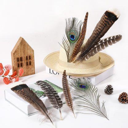 Ballinger 8-12inch 4 Styles 24Pcs Assorted Pheasant Feathers and 12Pcs 24-26inch Black Ostrich Feaathers for Crafting Vase Hat Wedding Autumn Party Decor