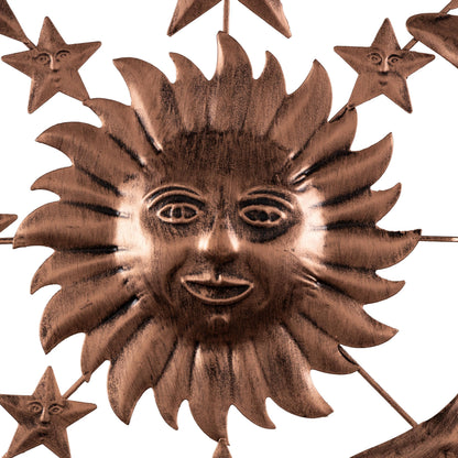 Deco 79 Metal Sun and Moon Home Wall Decor Indoor Outdoor Wall Sculpture with Stars, Wall Art 21" x 1" x 21", Bronze