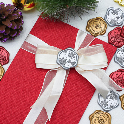SWANGSA Christmas Wax Seal Stickers, 60Pcs Santa Claus Snowflake Merry Christmas Self Adhesive Envelope Seal Stickers for Invitation, Greeting Cards, Gift Wrapping