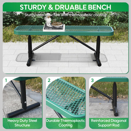 Sunnibety 6 Feet Heavy Duty Metal Park Bench for Outside, Outdoor Bench with Portable Frame, Commercial Benches for Shopping Mall, Store, Park, Patio, Deck, Green