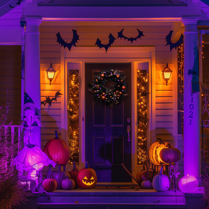 Valery Madelyn Halloween Decorations Value Bundle (2 Items), 26 Inch Halloween Wreath & 40ct Halloween Ornaments Tree Decorations for Holiday Party Indoor Home Decor
