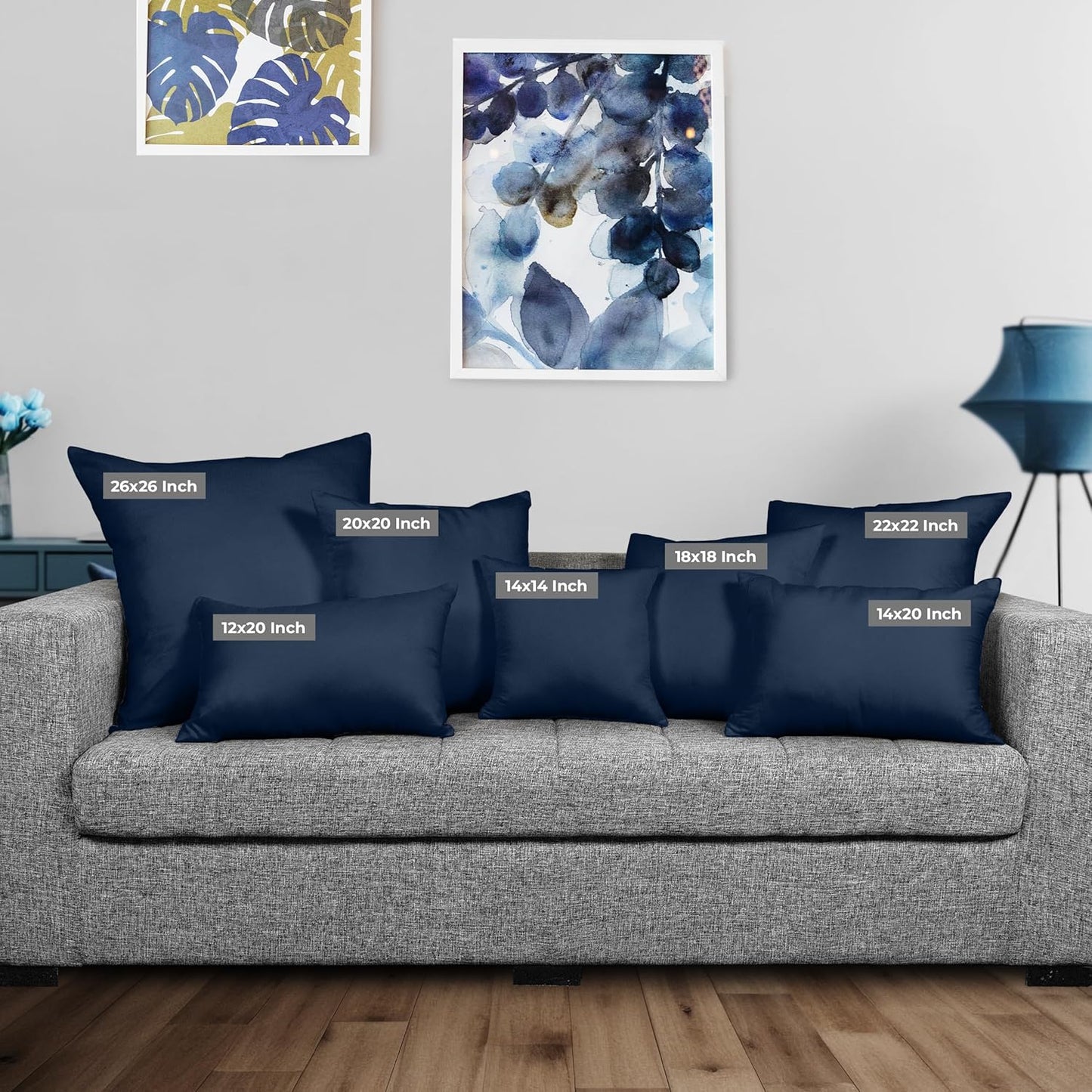 Utopia Bedding 26x26 Pillow Inserts - Set of 2 Navy Decorative Throw Pillows for Sofa & Couch - Soft & Supportive Cushions