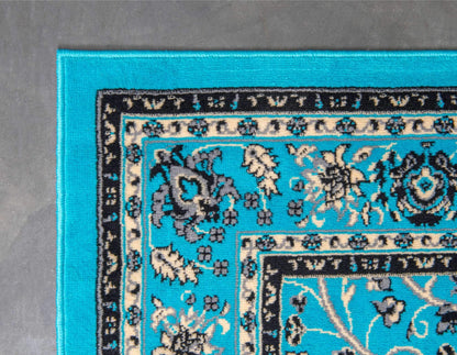 Unique Loom Sialk Hill Collection Area Rug - Washington (9' 10" x 13' 1" Rectangle, Turquoise/ Black)