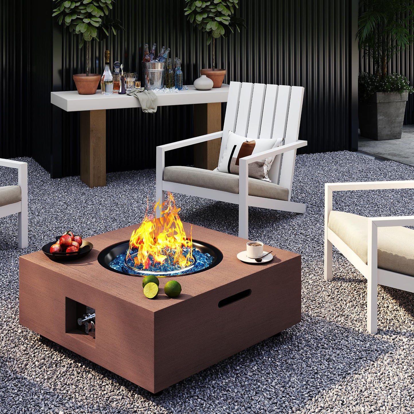 Jocoevol 28 Inch Fire Pit Table Propane Fire Pit 40,000btu Gas Fire Pits for Outdoor Outside Patio with Burner Lid, Glass Rocks