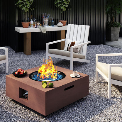 Jocoevol 28 Inch Fire Pit Table Propane Fire Pit 40,000btu Gas Fire Pits for Outdoor Outside Patio with Burner Lid, Glass Rocks