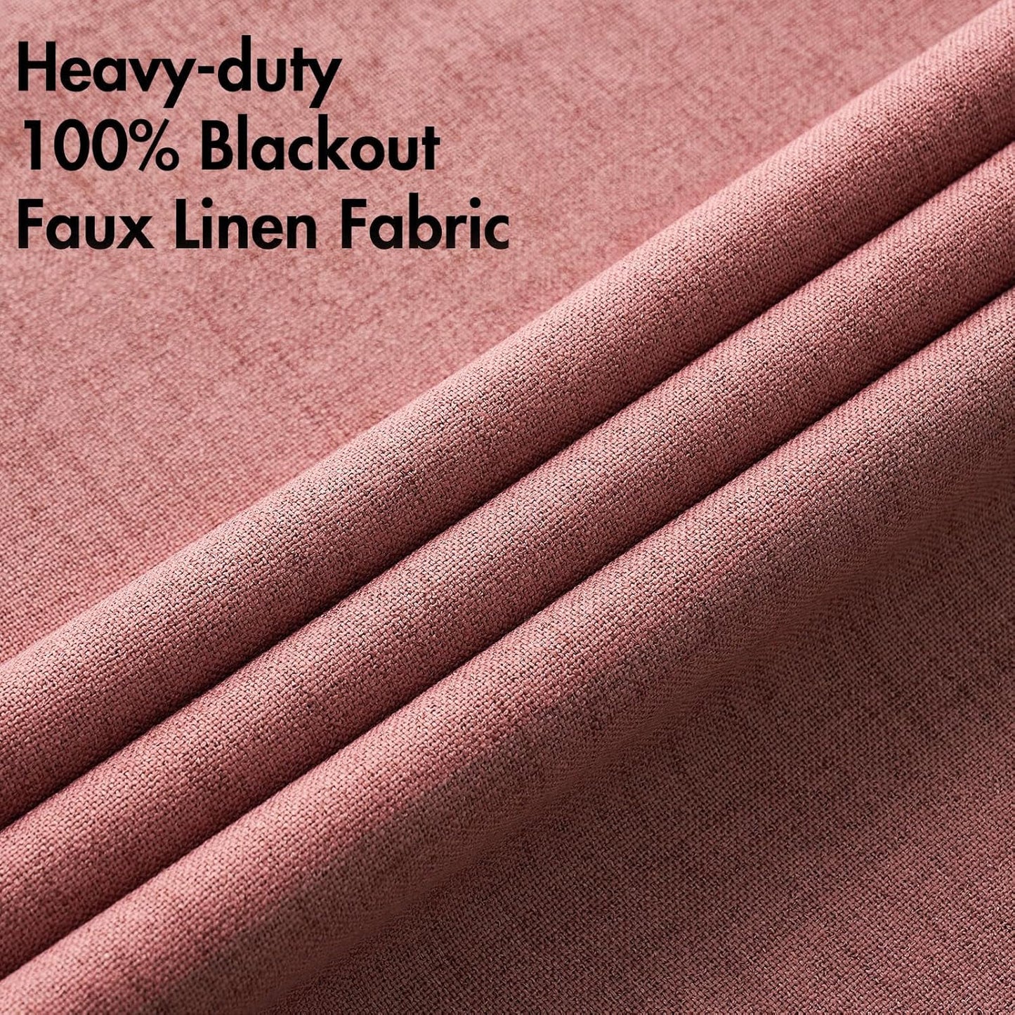 MIULEE 100% Blackout Curtains - Linen Textured Thermal Insulated Drapes in Dusty Rose | 42 x 84 Inch (2 Panels)