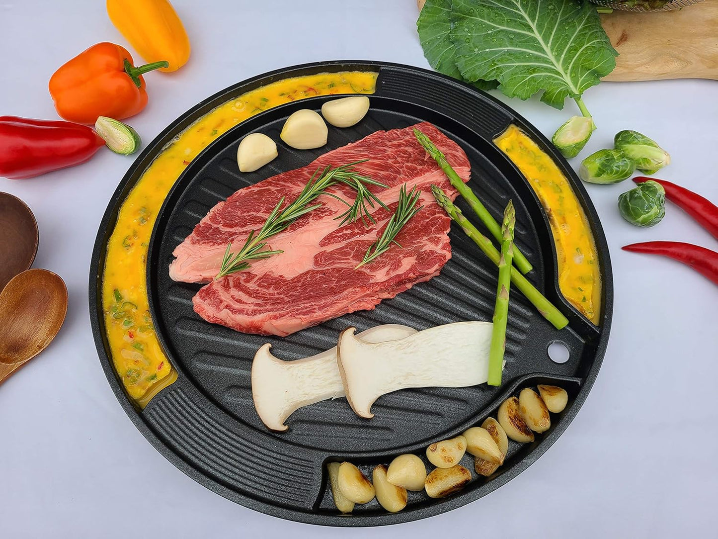 UPIT Korean BBQ Egg Grill Pan - Even Heating and Easy to Clean, Perfect for Pork Belly