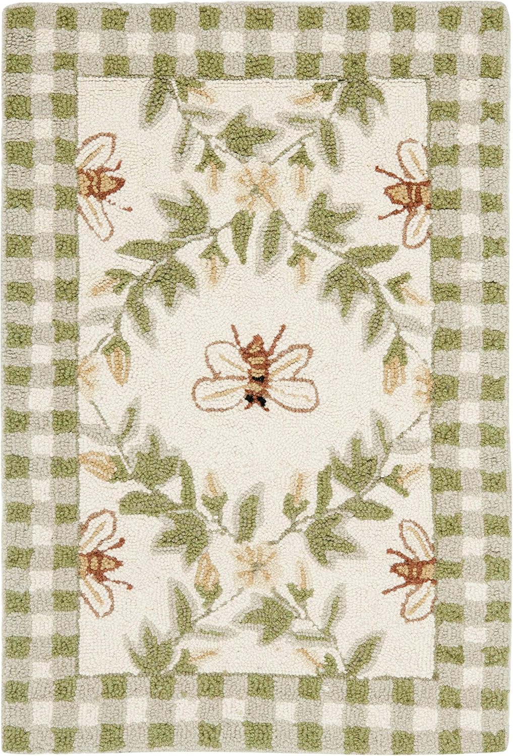 1'8" 2'6", Country (HK55A) SAFAVIEH Chelsea Collection Accent Rug - x Ivory & Green, Hand-Hooked French Wool, Ideal