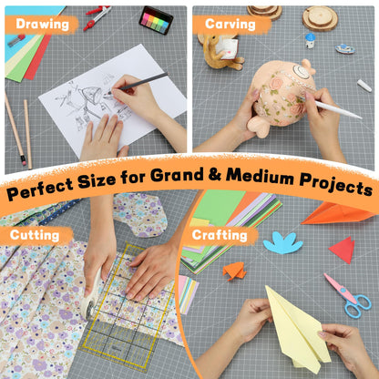 Premium 24" x 36" Large Self Healing Sewing Mat, 5-Ply Rotary Cutting Mat for Quilting, Double-Sided Cutting Board for Crafts Cutting Fabric Leather Modeling Projects, Anthracite Gray A1