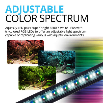Fluval Aquasky 2.0 Bluetooth LED Aquarium Light – 27W, 36–48" | RGB + 6500K White | App-Controlled with 24-Hour Light Cycle & Weather Effects | IP67 Waterproof | Wide 120 Coverage
