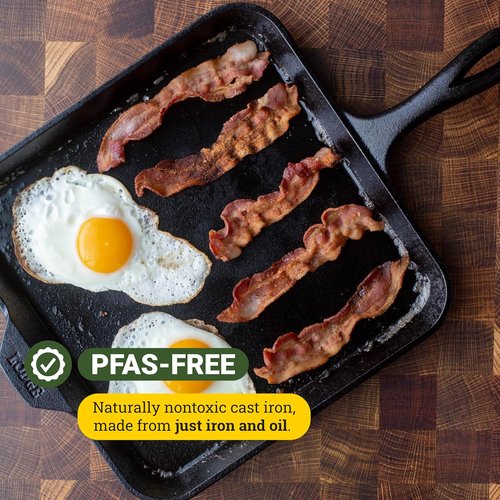 Lodge Cast Iron Griddle - 11-Inch Square Design for Perfect Cooking & Even Heat Distribution