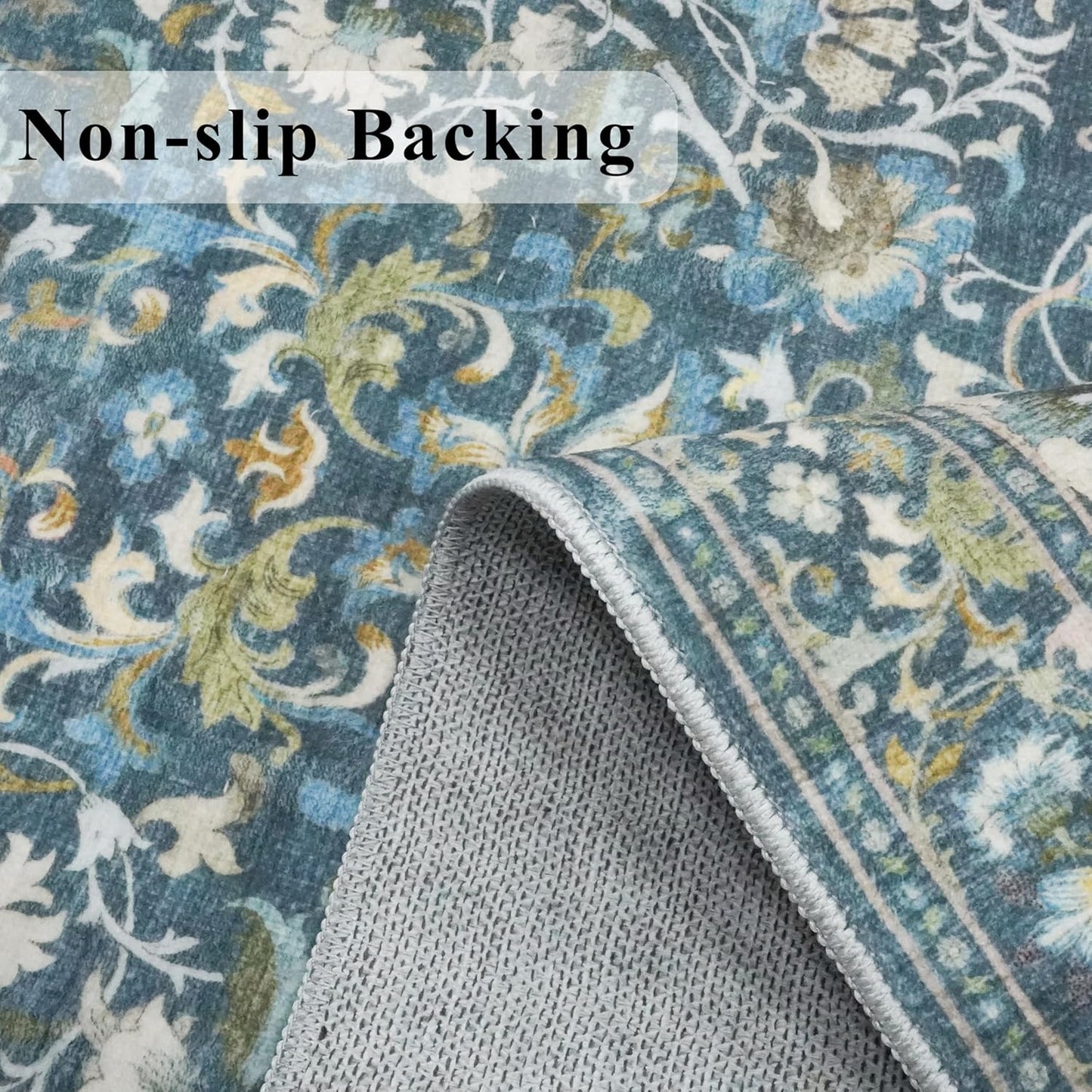 Skiennix Washable 3x5 Entryway Area Rug - Ultra Soft Low Pile Carpet | Anti-Slip Floral Design