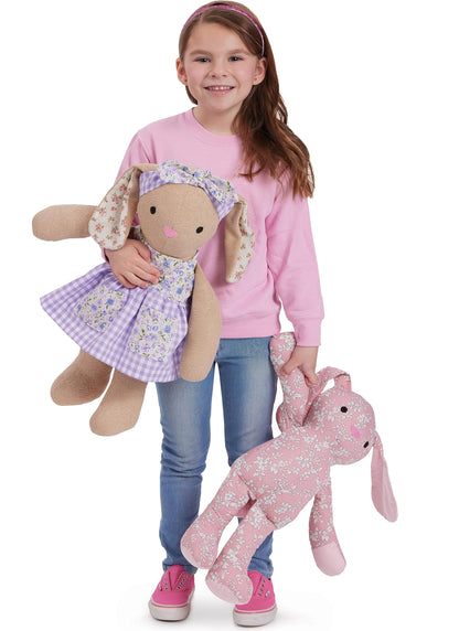 McCall's M8422OS Plush Bear, Bunny and Mouse with Clothes and Headband Sewing Pattern Kit, Design Code M8422, One Size Each