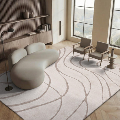 SAFAVIEH Florida Shag Collection Area Rug - 9'6" x 13', Cream & Beige, Non-Shedding & Easy Care, 1.2-inch Thick Ideal for High Traffic Areas in Living Room, Bedroom (SG471-1113)